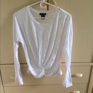 Aqua long sleeve tie top